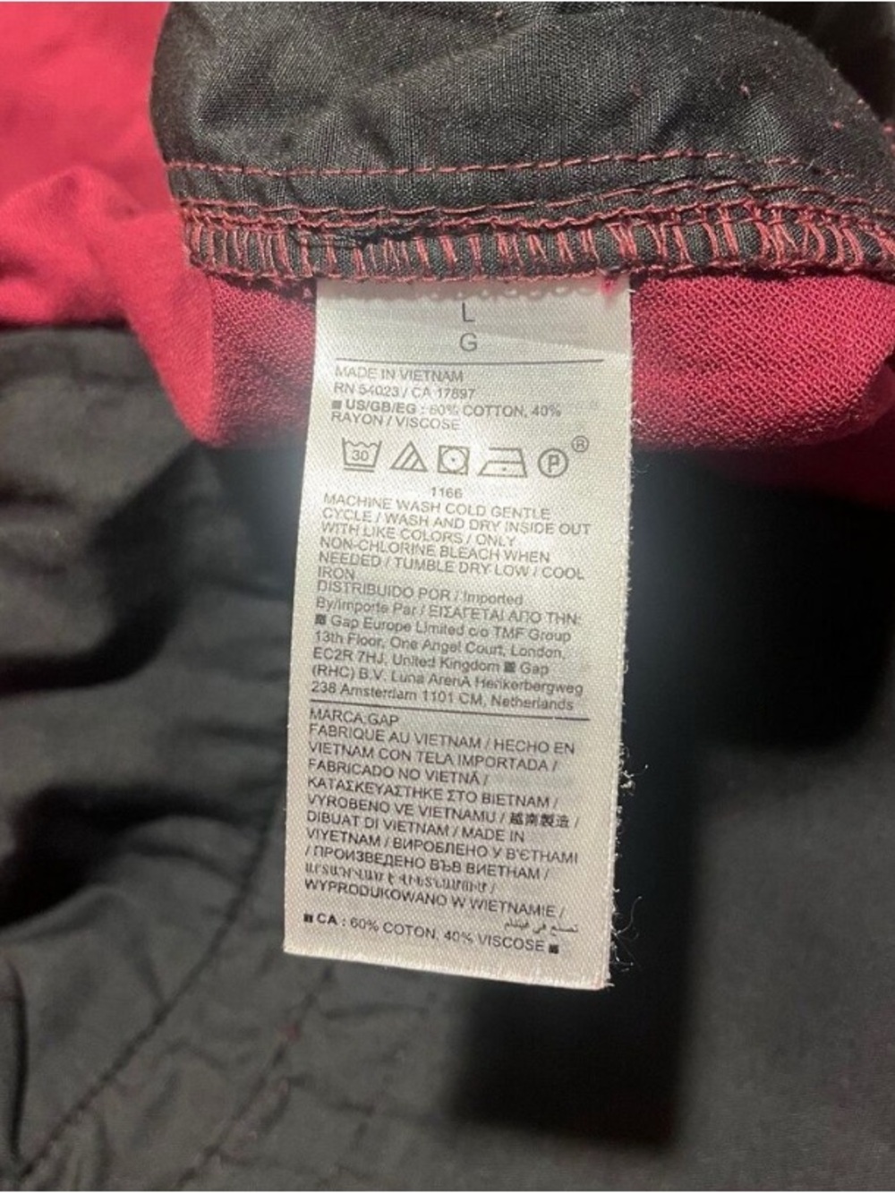 GAP Easy Pant Maroon / Wine High Rise Wide Leg Red Cotton Blend Drawstring Capri - Picture 4 of 7